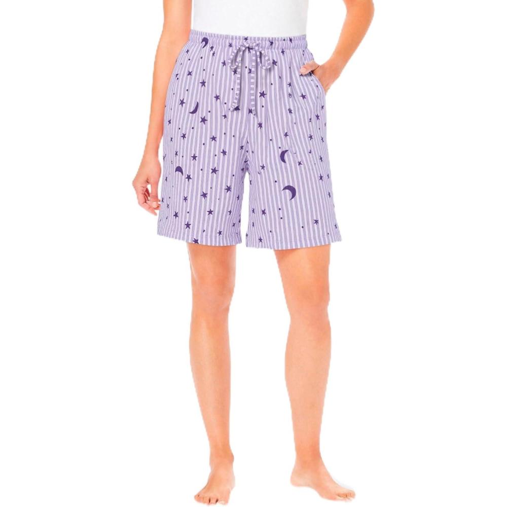 imageDreams amp Co Plus Size Print Pajama ShortsPale Lilac Stars