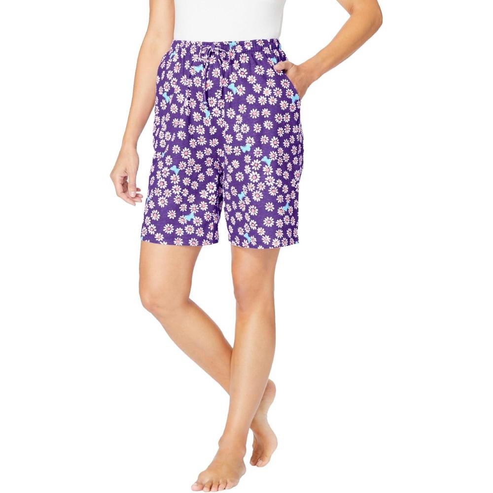 imageDreams amp Co Plus Size Print Pajama ShortsPlum Burst Daisy Butterfly