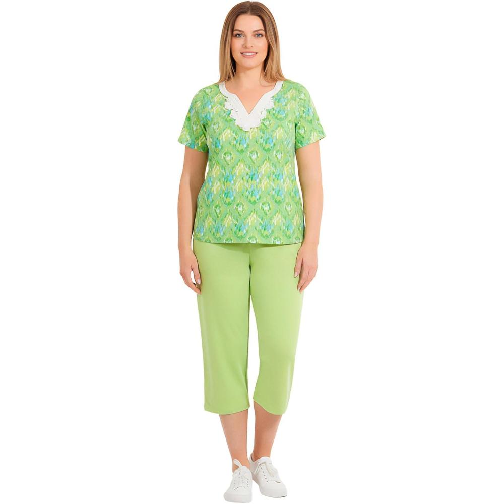 imageWoman Within Plus Size 2Piece Tunic And Capri SetLime Seamist Ikat