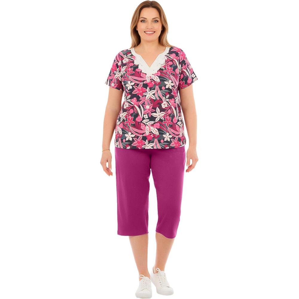 imageWoman Within Plus Size 2Piece Tunic And Capri SetRaspberry Pop Tropical