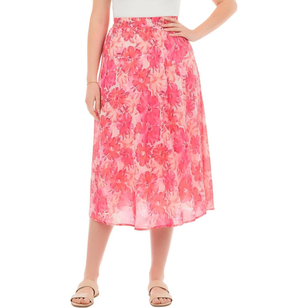 imageWoman Within Plus Size 2in1 Reversible SkirtSweet Coral Watercolor