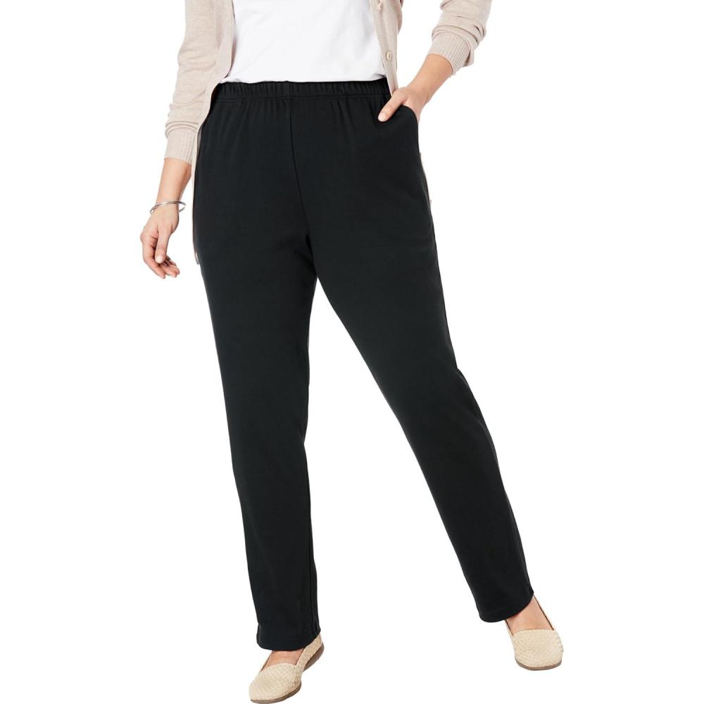 imageWoman Within Plus Size 7Day StraightLeg ElasticWaist Stretchy Knit PantBlack