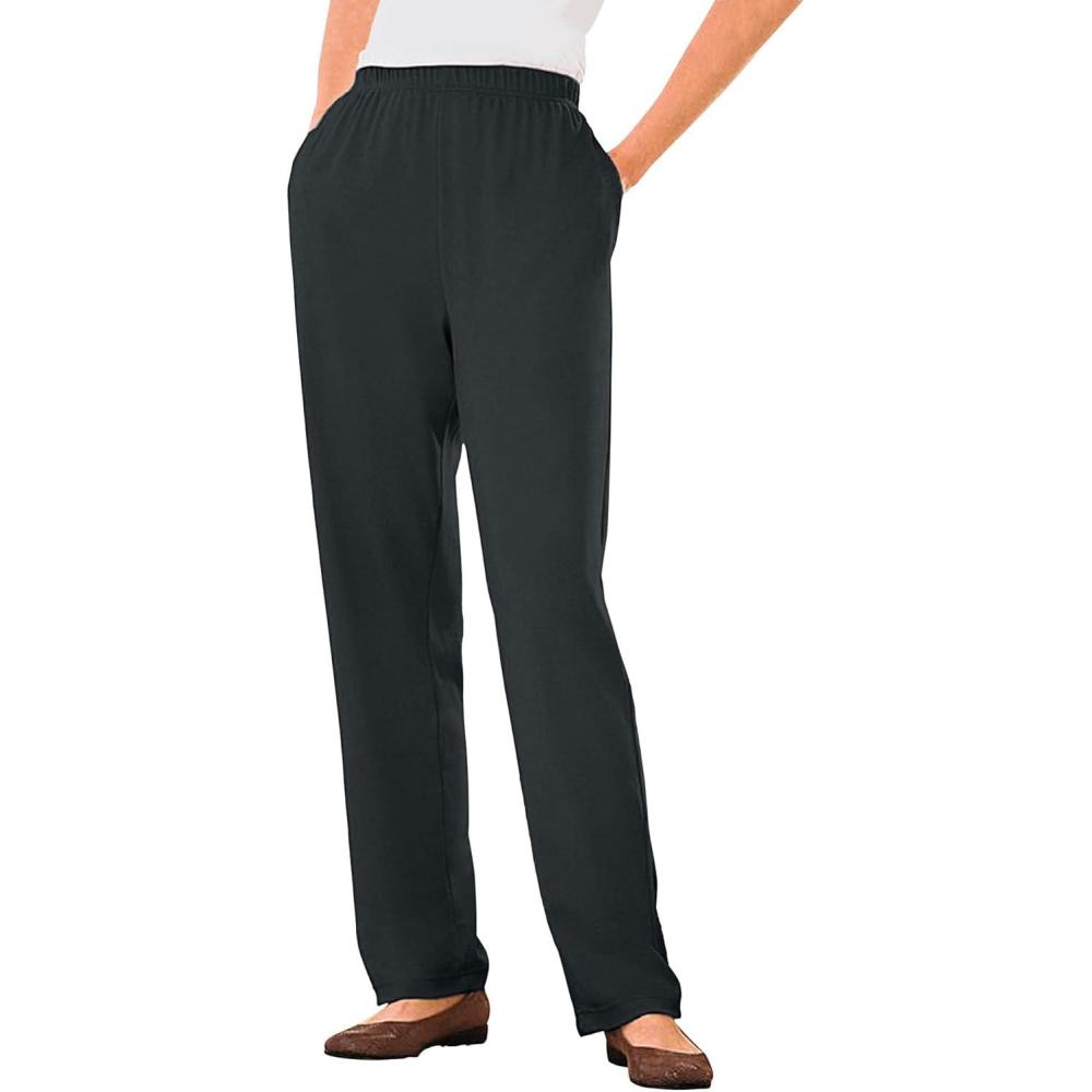 imageWoman Within Plus Size 7Day StraightLeg ElasticWaist Stretchy Knit PantHeather Charcoal
