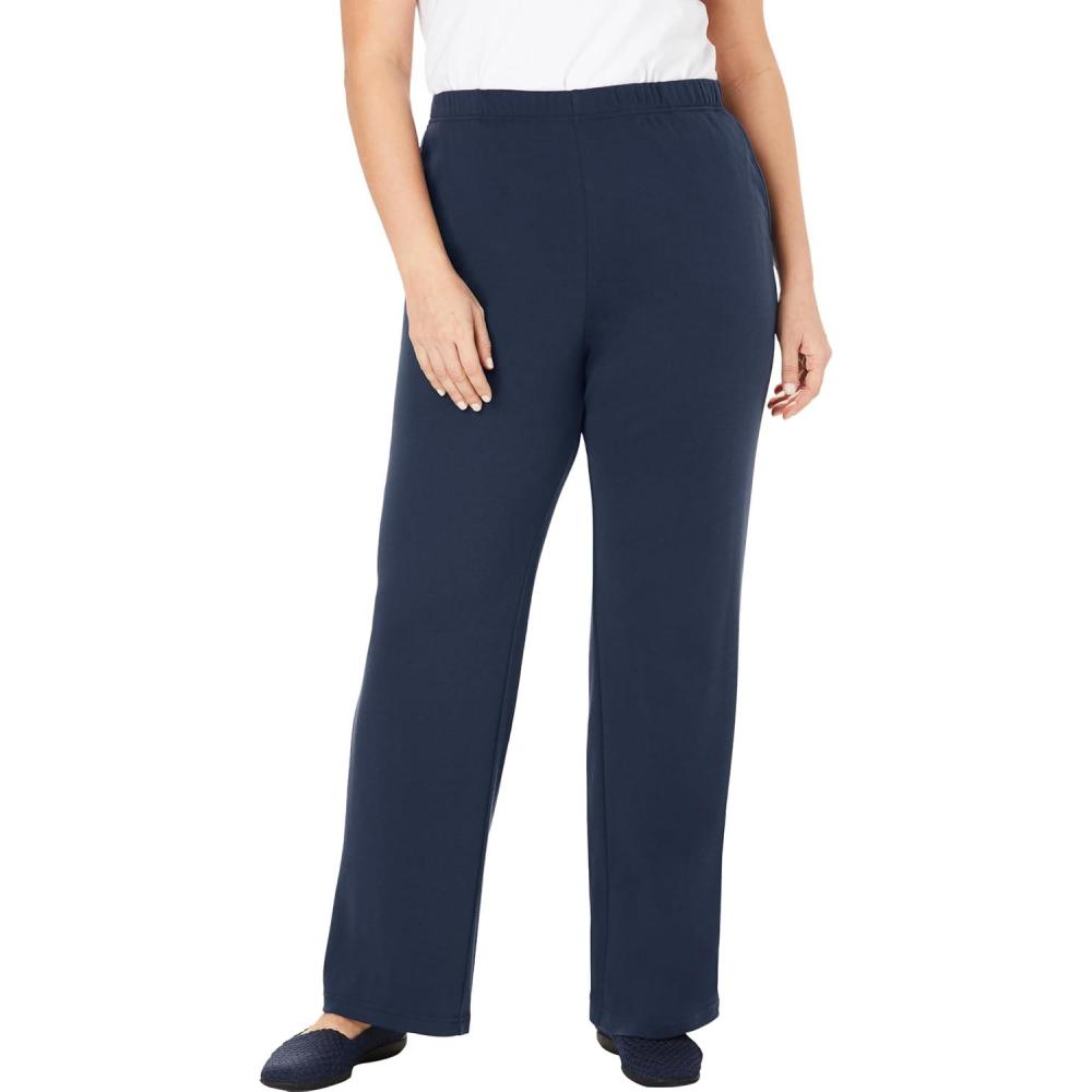 imageWoman Within Plus Size 7Day WideLeg ElasticWaist Stretchy Knit PantNavy