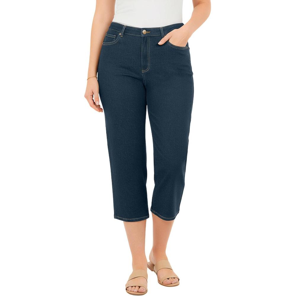 imageWoman Within Plus Size Clean Front Denim CapriIndigo