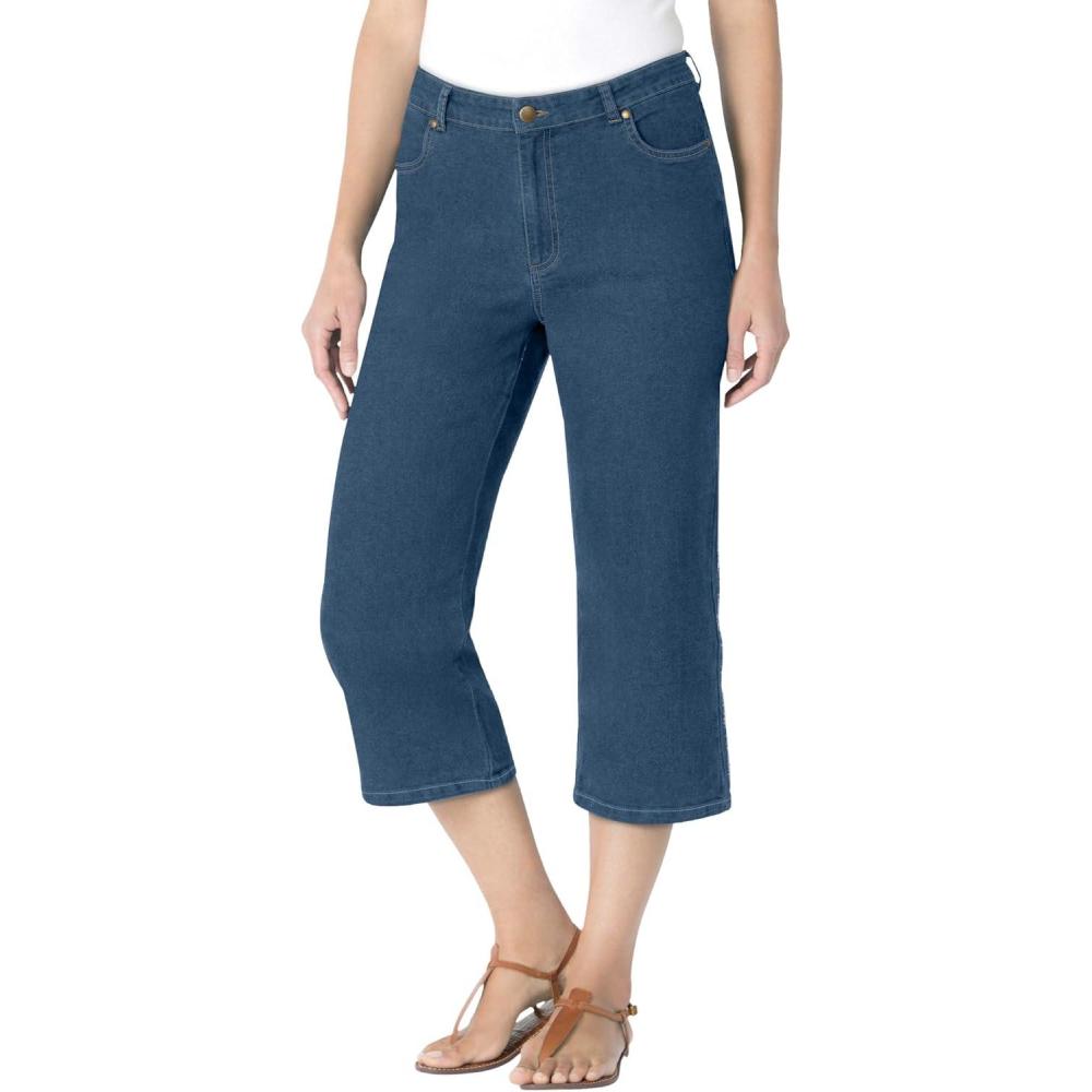 imageWoman Within Plus Size Clean Front Denim CapriMedium Stonewash