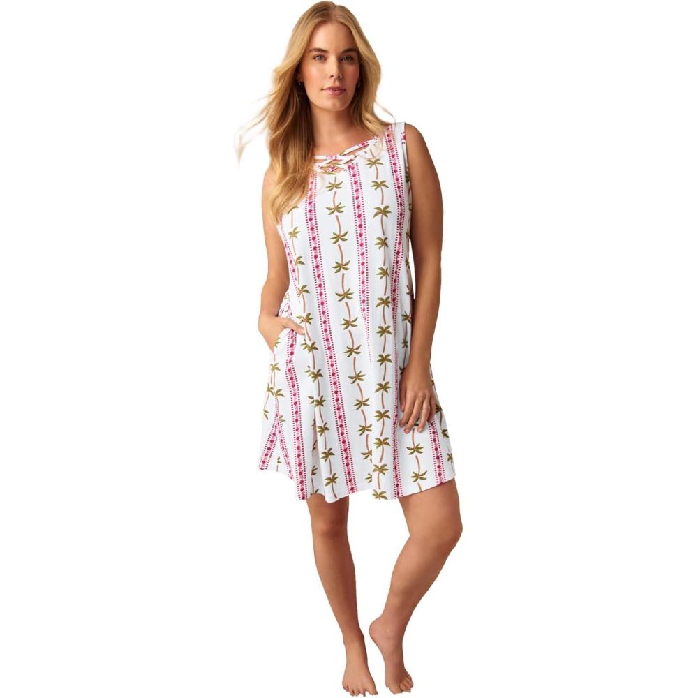 imageWoman Within Plus Size Crisscross GownParadise Pink Palm Stripe
