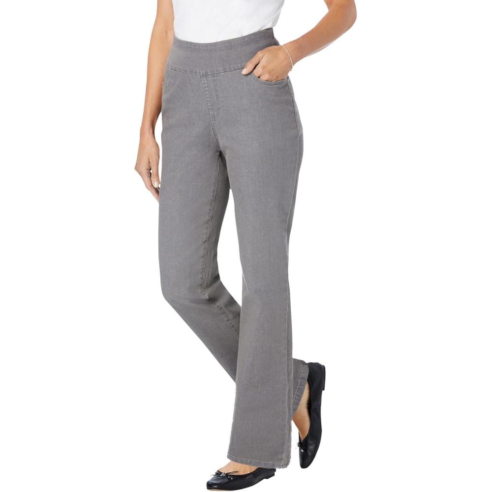 imageWoman Within Plus Size Flex PullOn Bootcut GapFree Stretch Denim JeansGrey Denim