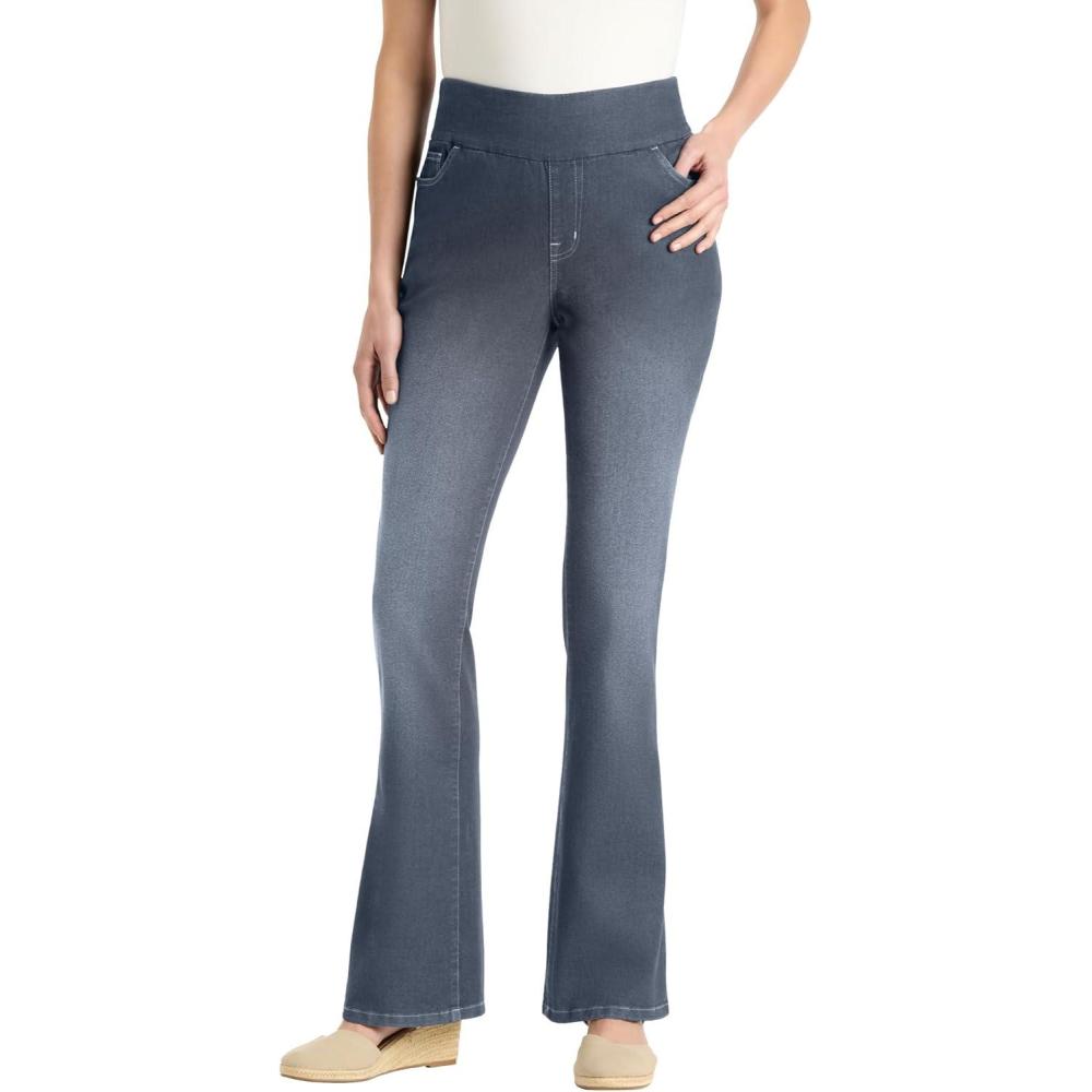 imageWoman Within Plus Size Flex PullOn Bootcut GapFree Stretch Denim JeansStonewash Sanded