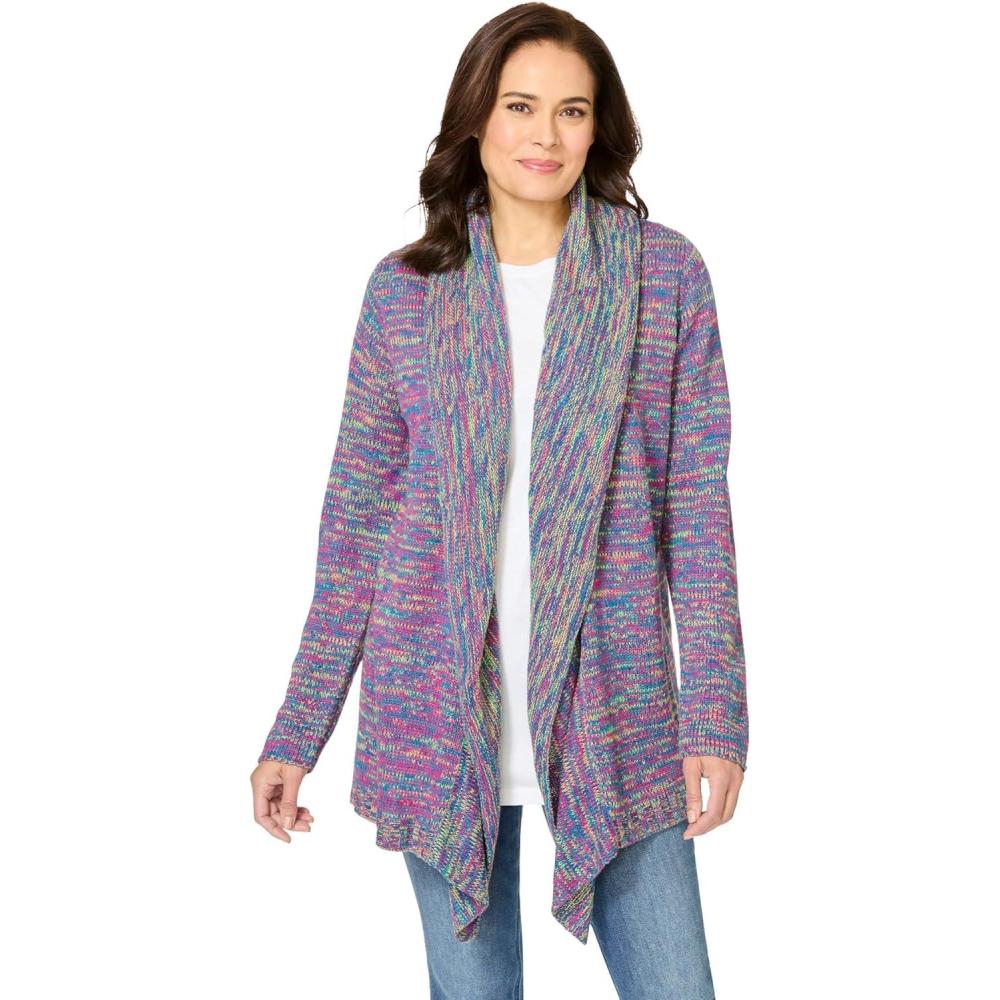 imageWoman Within Plus Size Multi Marled Cardigan SweaterUltra Blue Space Dye