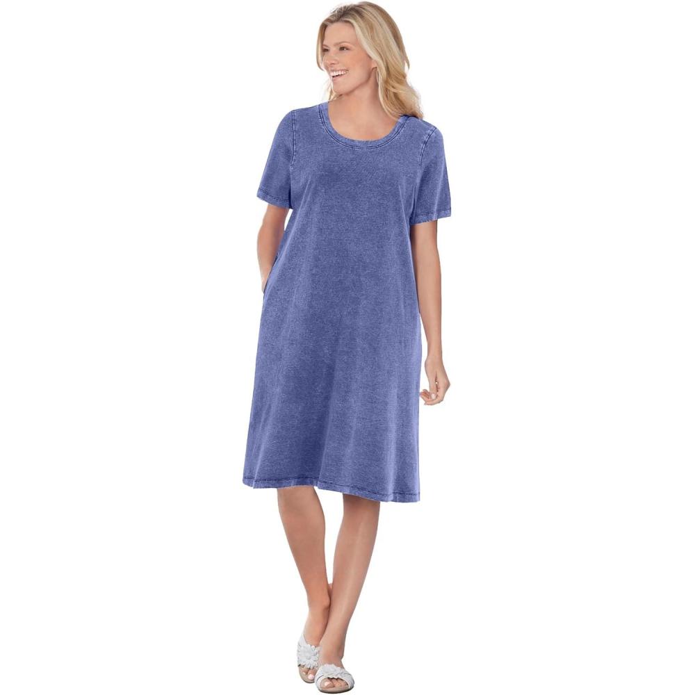 imageWoman Within Plus Size Perfect ShortSleeve Crewneck Tee DressStonewash