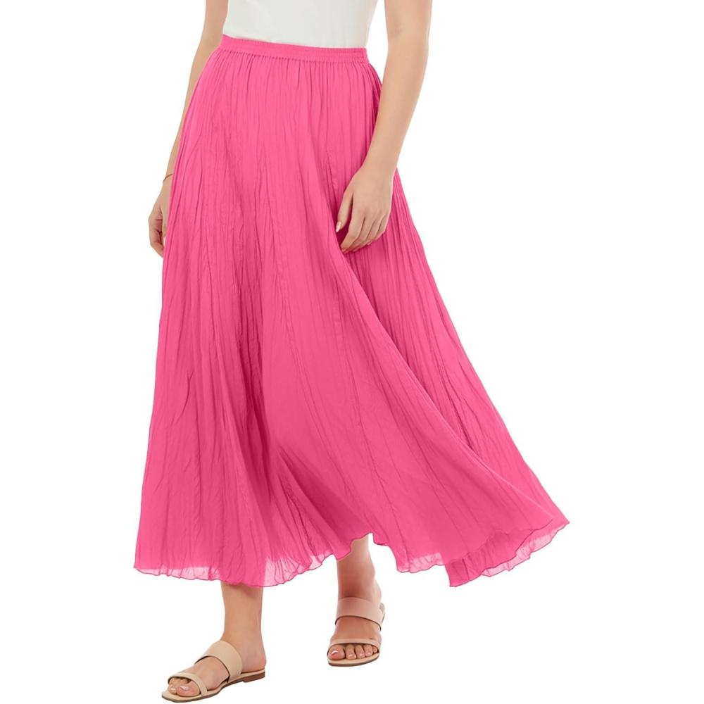 imageWoman Within Plus Size PullOn Elastic Waist Crinkle Printed SkirtPeony Petal