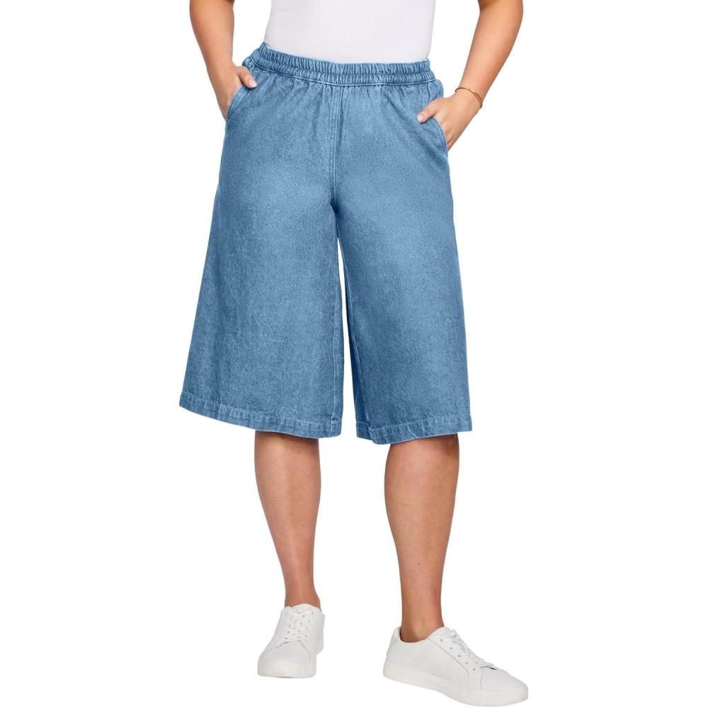 imageWoman Within Plus Size Relaxed Fit CoulotteLight Stonewash