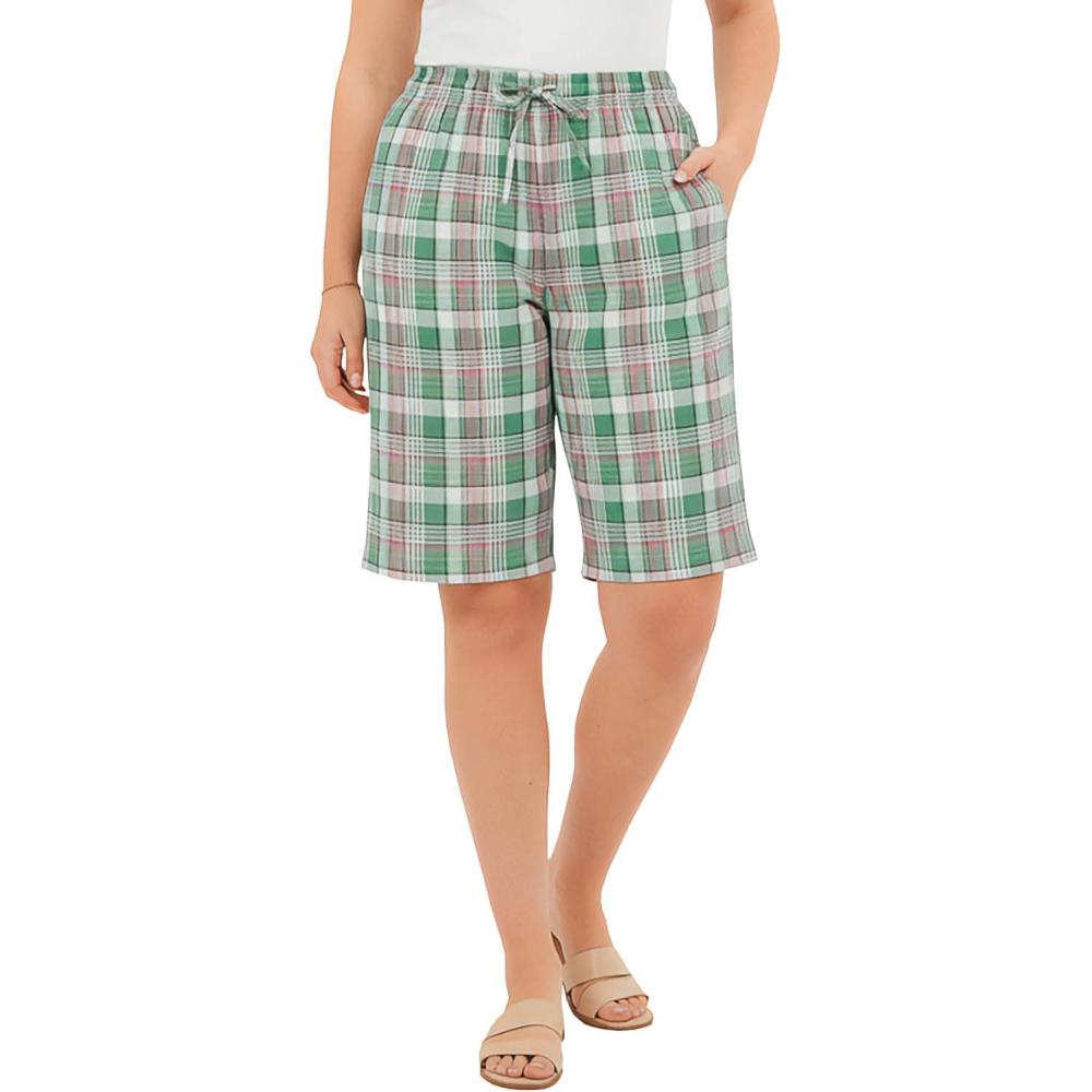 imageWoman Within Plus Size Seersucker ShortPine Plaid