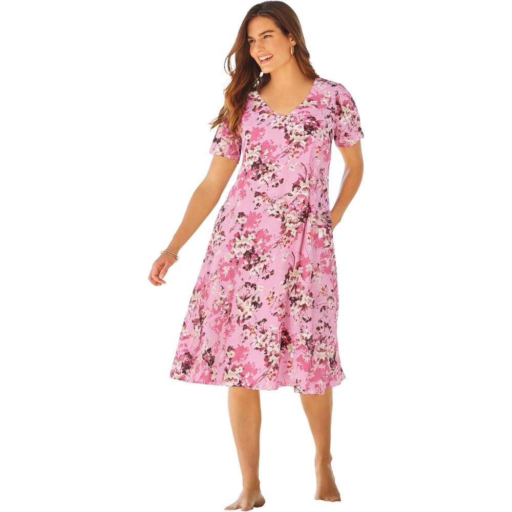 imageWoman Within Plus Size Short Crinkle DressDelicate Pink Sweet Toss
