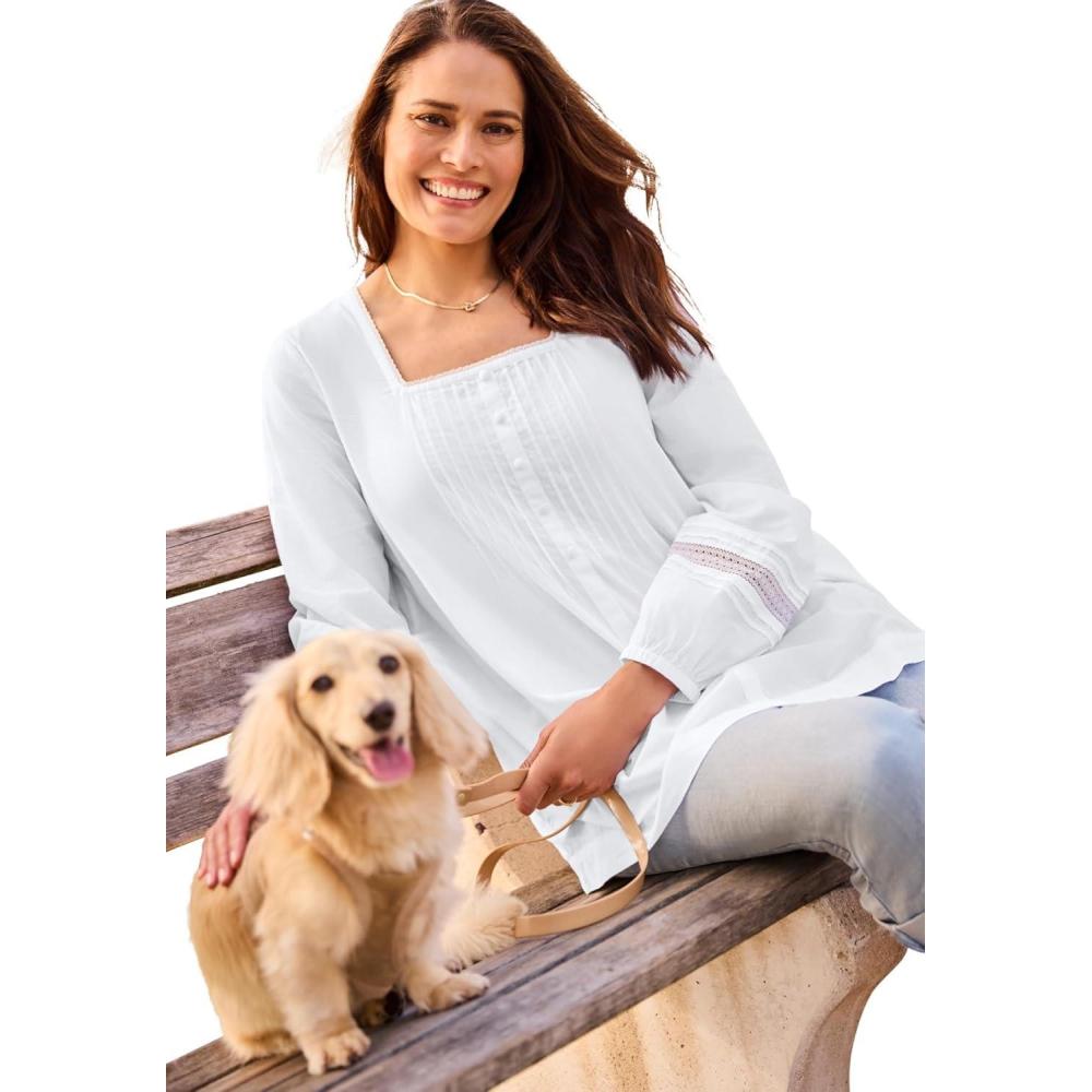 imageWoman Within Plus Size SquareNeck BlouseWhite