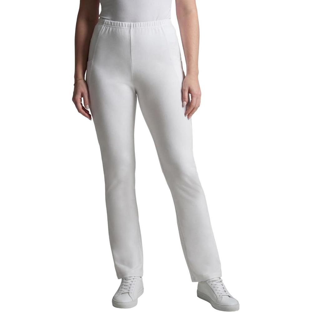 imageWoman Within Plus Size StretchCotton Knit PullOn Bootcut Pocket LeggingsWhite