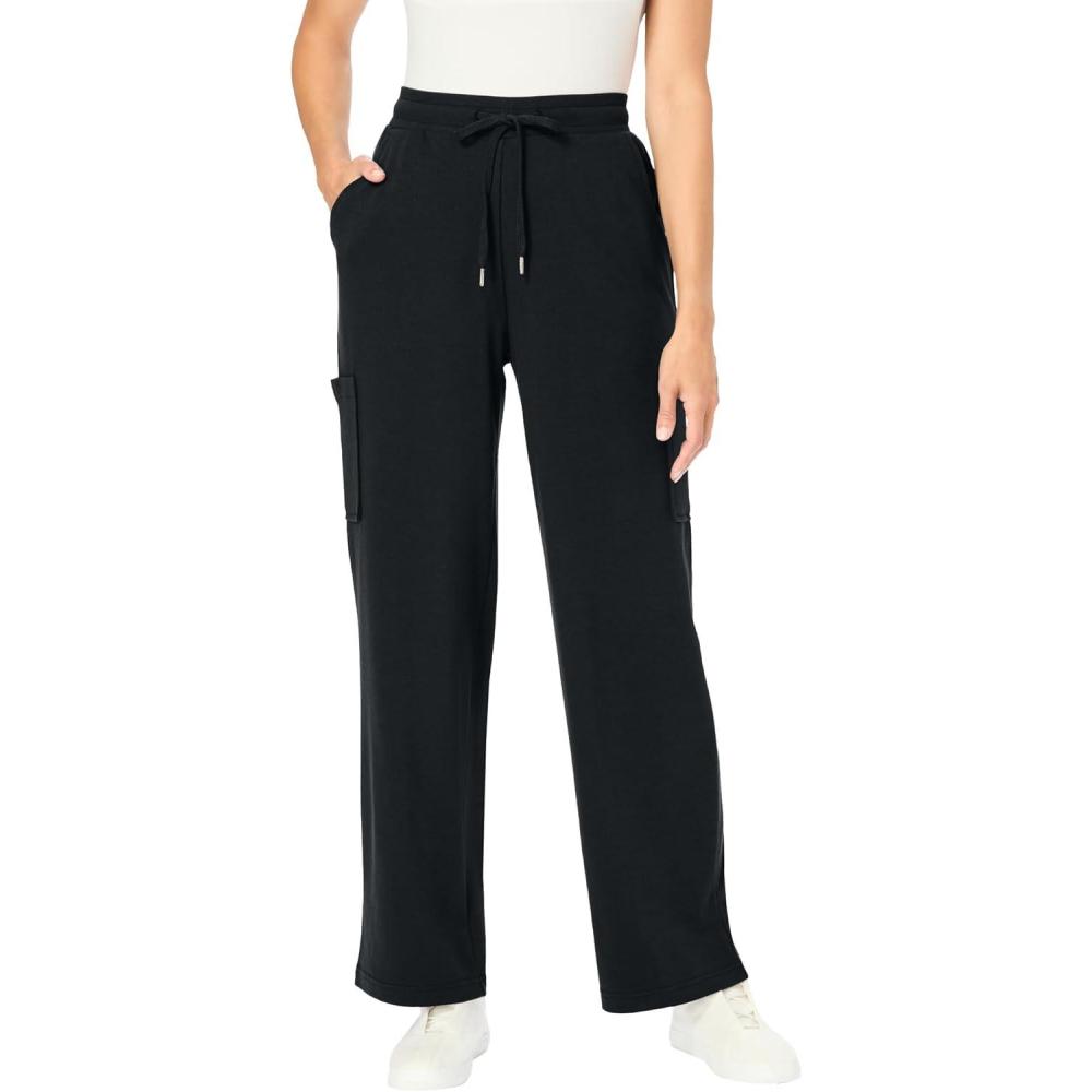 imageWoman Within Plus Size Tall Knit PullOn Drawstring Cargo PantsBlack