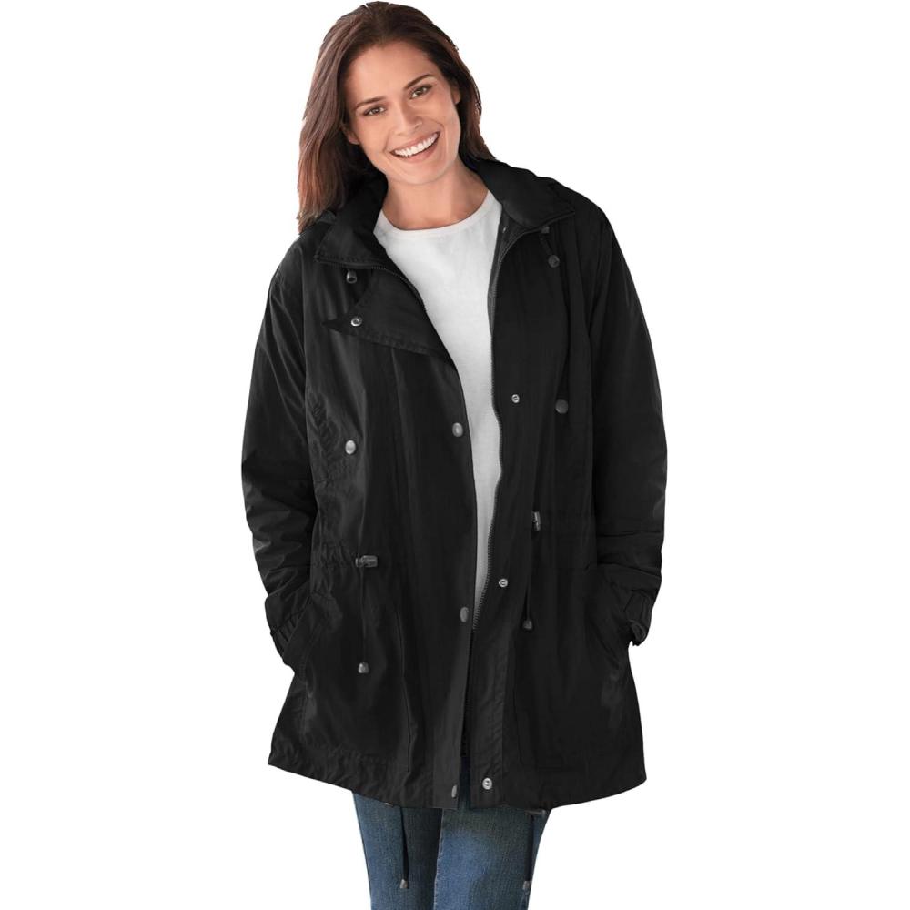 imageWoman Within Plus Size Taslon Anorak Jacket With Removable Fleece LiningBlack