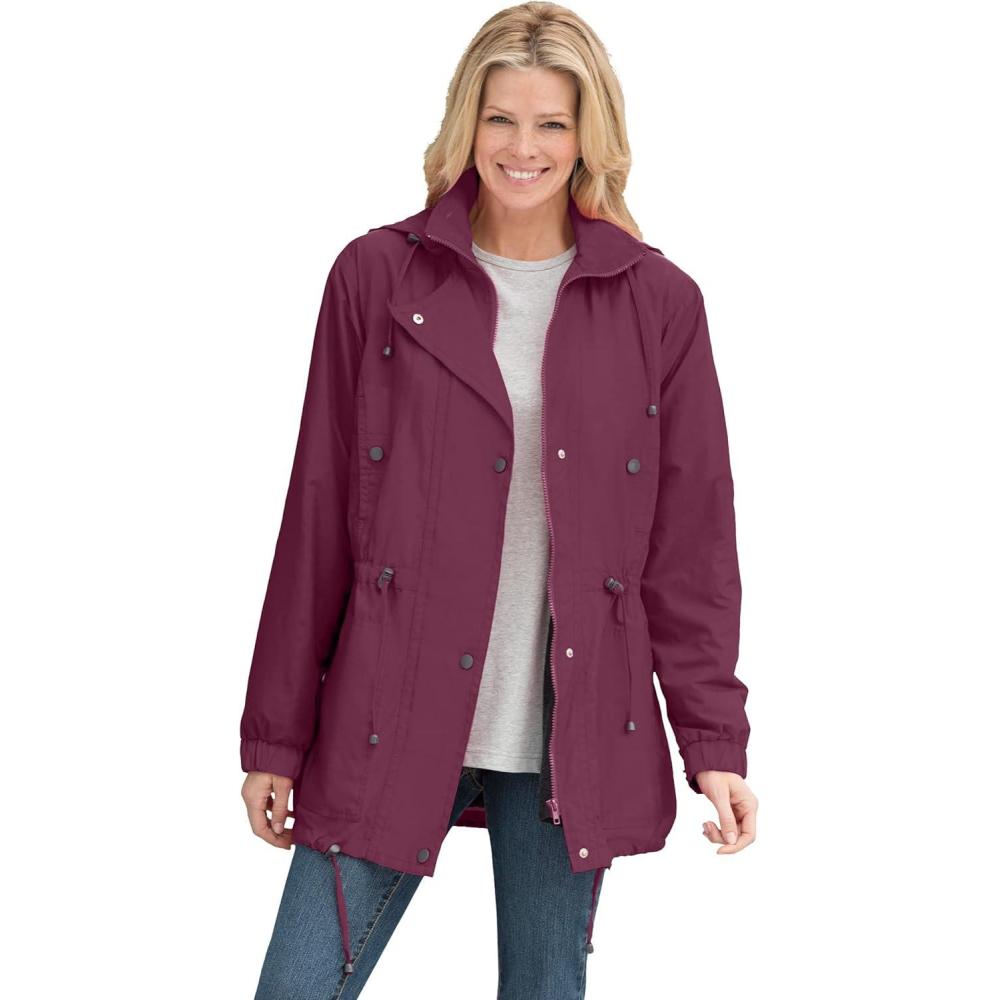 imageWoman Within Plus Size Taslon Anorak Jacket With Removable Fleece LiningDeep Claret