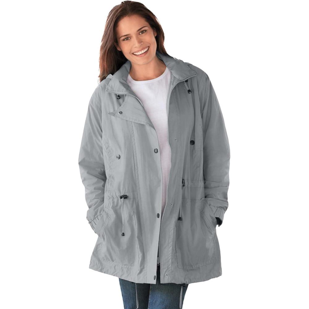 imageWoman Within Plus Size Taslon Anorak Jacket With Removable Fleece LiningGunmetal