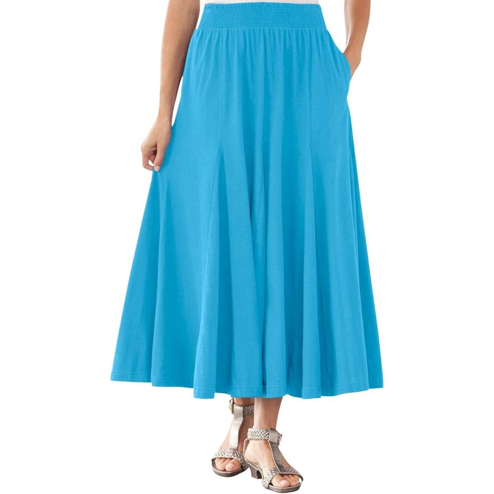 imageWoman Within Plus Size Wide Elastic Waist SkirtParadise Blue