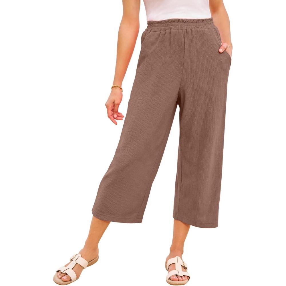 imageWoman Within Plus Size WideLeg Texture Knit CapriMocha Nude