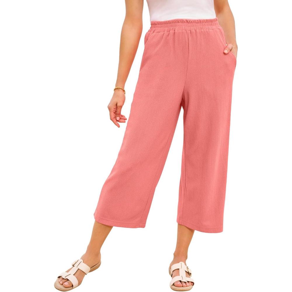 imageWoman Within Plus Size WideLeg Texture Knit CapriSweet Coral
