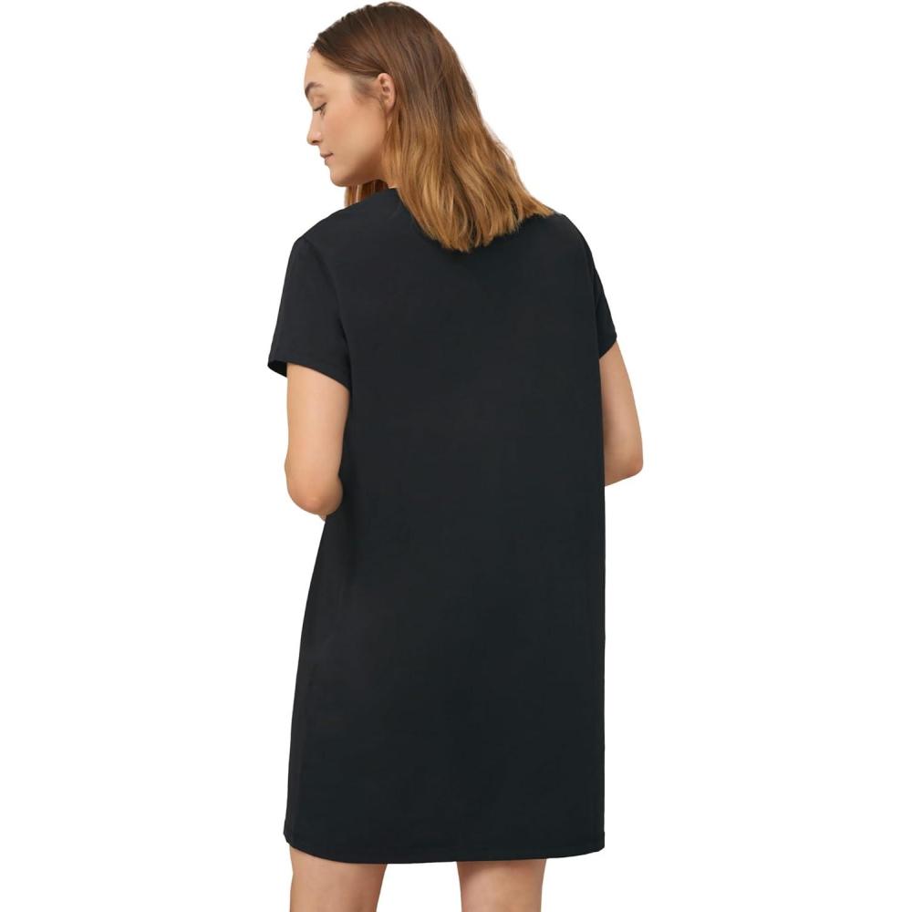 imageellos Plus Size Cotton Spandex Vneck Short Sleeve Sleep ShirtBlack Coffee Time
