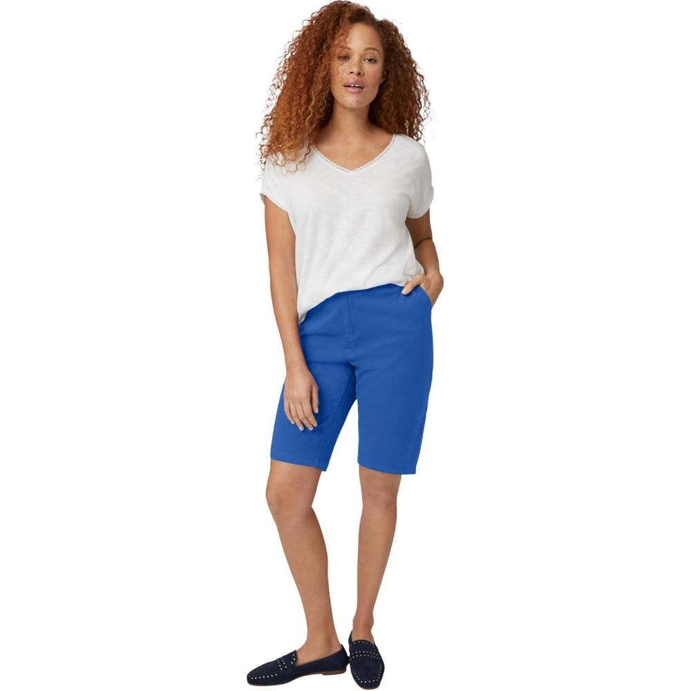 imageellos Plus Size Stretch Chino MidRise Bermuda ShortsOcean Sapphire