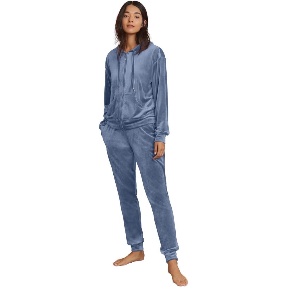 imageellos Plus Size Stretch Velour Jogger PullOn PantsPale Indigo