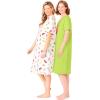 Dreams & Co. Plus Size 2-Pack Short-Sleeve Sleepshirt(Lime Squeeze)