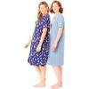 Dreams & Co. Plus Size 2-Pack Short-Sleeve Sleepshirt(Sky Blue Popsicle)