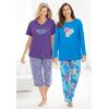 Dreams & Co. Plus Size 2-Piece Capri PJ Set(Heather Grey Spring Dog)
