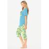 Dreams & Co. Plus Size 2-Piece Capri PJ Set(Pale Ocean Lemon)
