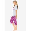 Dreams & Co. Plus Size 2-Piece Capri PJ Set(Raspberry Peace Sign)
