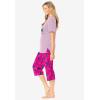 Dreams & Co. Plus Size 2-Piece Capri PJ Set(Raspberry Sorbet Animal Tree)