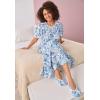 Dreams & Co. Plus Size Long Floral Print Cotton Gown(Evening Blue Cardinals)