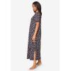 Dreams & Co. Plus Size Long Henley Sleepshirt(Black Multi Floral)
