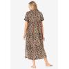 Dreams & Co. Plus Size Long Henley Sleepshirt(Classic Leopard)