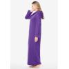Dreams & Co. Plus Size Long Hooded Fleece Sweatshirt Robe(Plum Burst)