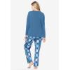 Dreams & Co. Plus Size Long Sleeve Knit PJ Set(Dusty Indigo Snow Bunny)