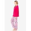Dreams & Co. Plus Size Long Sleeve Knit PJ Set(Pink Burst Candy Cane)