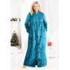 Dreams & Co. Plus Size Plush Zip-Front Robe(Plum Burst Heart)