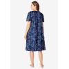 Dreams & Co. Plus Size Short Floral Print Cotton Gown(Deep Teal Ditsy)