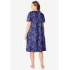 Dreams & Co. Plus Size Short Floral Print Cotton Gown(Evening Blue Birds)