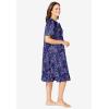 Dreams & Co. Plus Size Short Floral Print Cotton Gown(Evening Blue Birds)