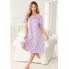 Dreams & Co. Plus Size Short Floral Print Cotton Gown(Evening Blue Flowers)
