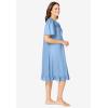 Dreams & Co. Plus Size Short Floral Print Cotton Gown(Sky Blue Ditsy)