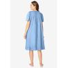 Dreams & Co. Plus Size Short Floral Print Cotton Gown(Sky Blue Ditsy)
